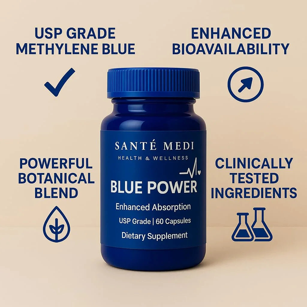 Sante Medi Blue Power - Methylene Blue (USP Grade) Pharma Grade - 60 Capsules