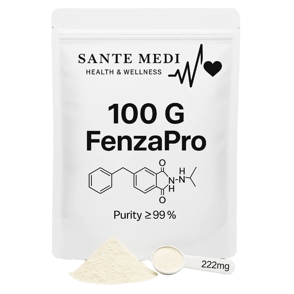 Sante Medi FenzaPro packaging with powder and tablet on a white background